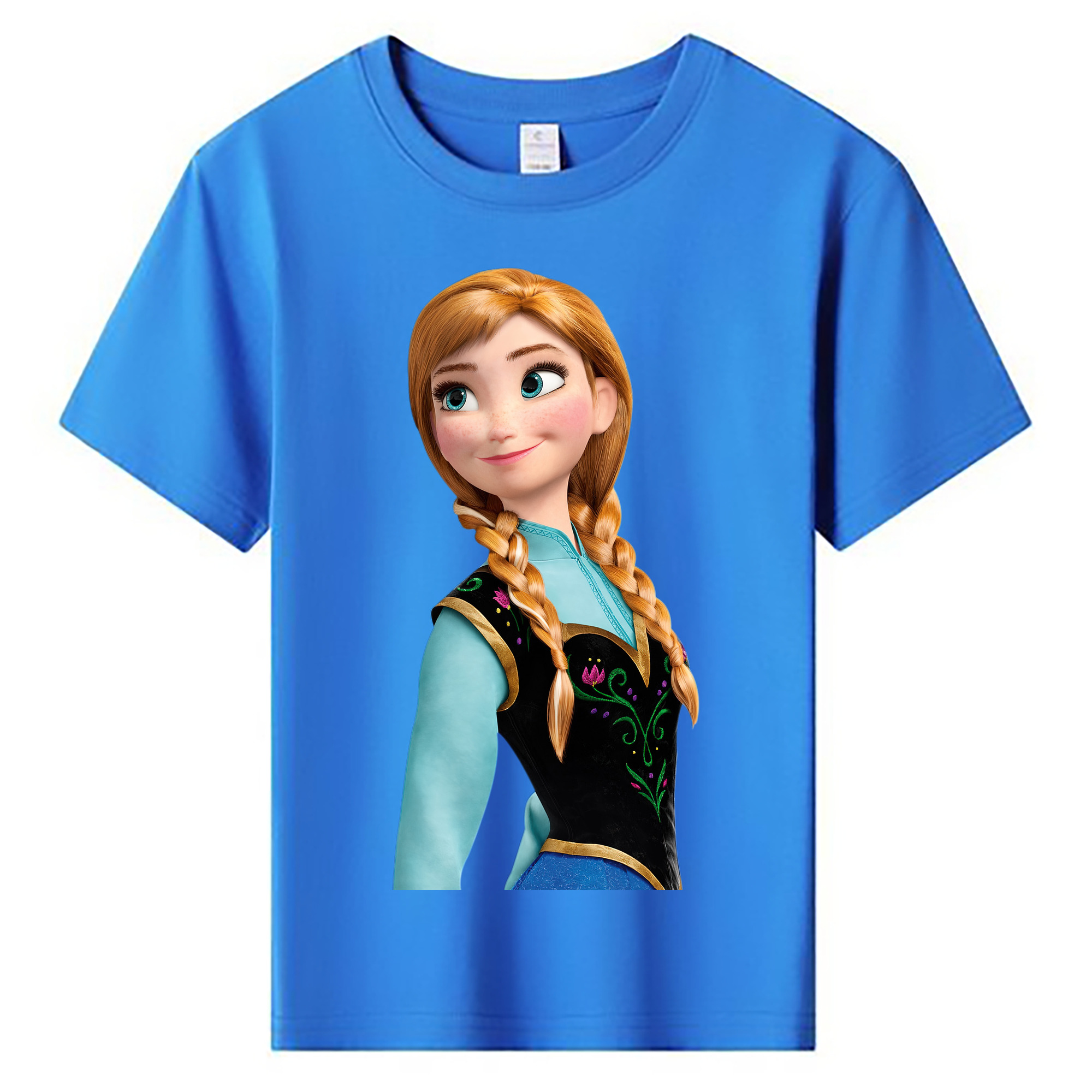 （画像用） アナと雪の女王 アンナ エルサ Frozen Anna Elsa 綿100％キッズTシャツ（フロントプリント）
